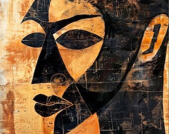 African portrait stunning fine art print Black American folk art