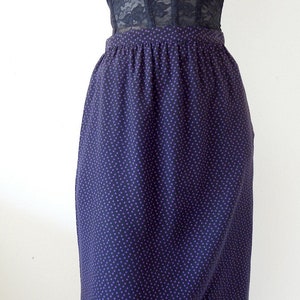 1980s Silk Polka Dot Skirt / black straight skirt with purple micro-dots / vintage spring & summer fashion image 1