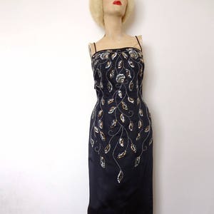 1950s-60s Black Satin Evening Gown Bombshell Vintage Wiggle - Etsy