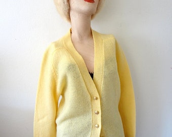 1960s Pendleton Wool Sweater - vintage limoncello knit v-neck cardigan