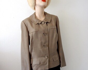 1960s Davidow Silk Jacket / Mocha Brown Suit Coat / Designer Vintage