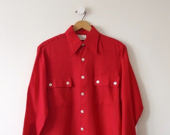 Vintage 1960s Red Shirt | NOS vintage long sleeve button down men's shirt by Enro