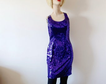 vintage Purple Sequin Party Dress - mini robe cocktail