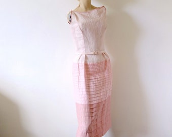 1950s Pink Cotton Sundress | vintage 50s spring summer party dress size S