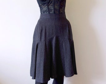 Mini-jupe à pois micro des années 1980 - jupe évasée vintage légère printemps-été