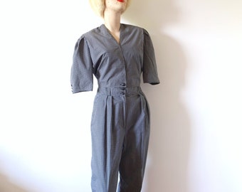 1980s Ungaro Jacket and Pants Set - designer vintage avant garde 2 piece cotton romper jumpsuit
