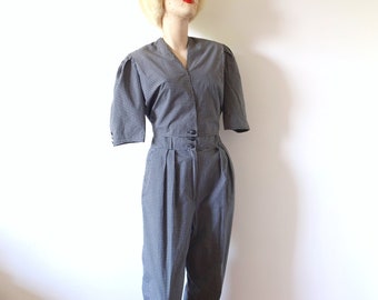 Conjunto de chaqueta y pantalón UNGARO - Traje de dos piezas de algodón, estilo vintage vanguardista de los años 80.