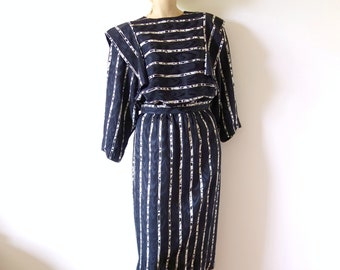 1980s Avant Garde Silk Dress - vintage skirt and blouse 2 piece set