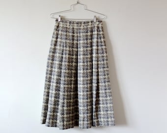 Vintage Houndstooth Wool A-line Skirt