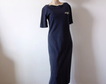 Vestido de camiseta de algodón negro de la década de 1980 / vestido de día deportivo vintage de J.G. Gancho