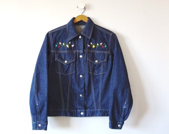 1970s-80s Denim Jacket - vintage embroidered jean jacket