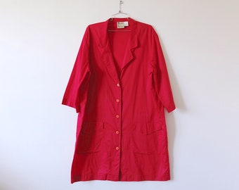 1980 Espejos de Krizia Chaqueta / vintage abrigo retro ligero de algodón rojo de gran tamaño de Italia