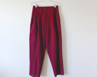 1980s Harem Pants | vintage striped cotton blend high waist pants