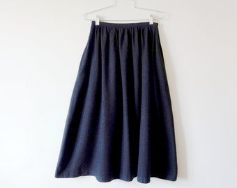 1970s Black Wool Full Skirt