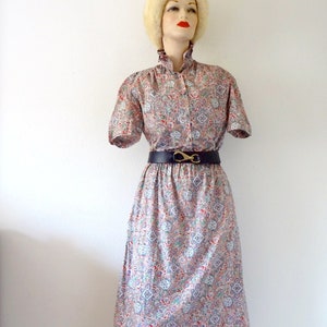 1970s Cotton Shirtwaist vintage paisley print day dress boho prairie image 1