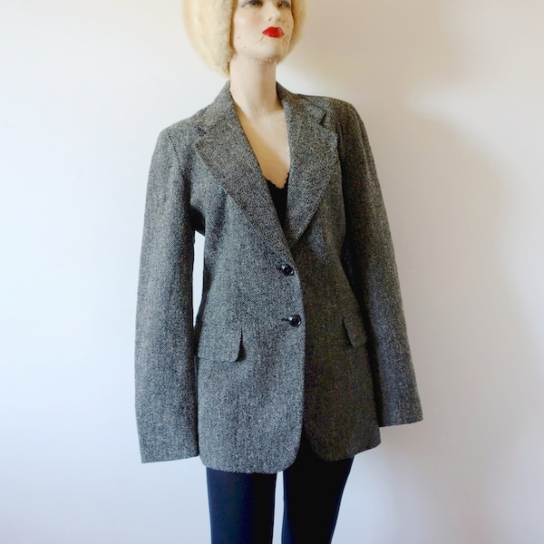 1990s DKNY Herringbone Tweed Blazer