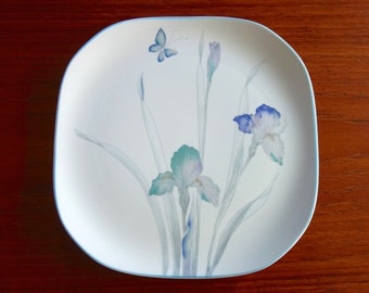 Joan Luntz Iris & Butterfly Plate - vajilla vintage de la década de 1980