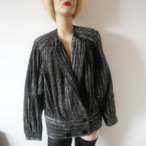 1980s Carole Little Sweater Jacket fuzzy wool blend new wave designer cardigan image 2