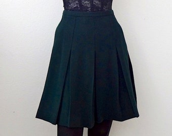 1960s Wool Skirt / forest green pleated swingy short skirt / vintage Bobbie Brooks preppy fashion