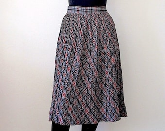 1950s Wool Skirt / pleated plaid a line skirt / preppy vintage fall fashion