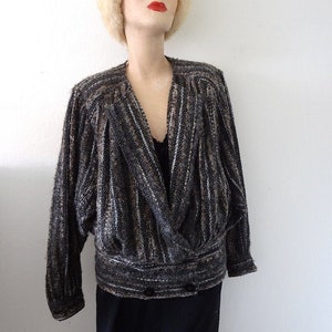 1980s Carole Little Sweater Jacket fuzzy wool blend new wave designer cardigan image 1