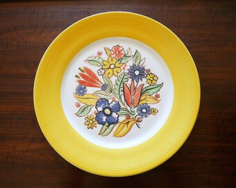 1940s Art Deco Dinner Plate - Triumph Bermuda Pattern 10" Plate - vintage floral print plate