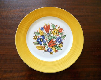 1940s Art Deco Salad Plate - Triumph Bermuda Pattern 7" Plate - vintage floral print plate