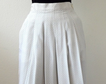 Perry Ellis Silk Pleated Skirt with Chevron Print | Vintage NOS spring summer skirt