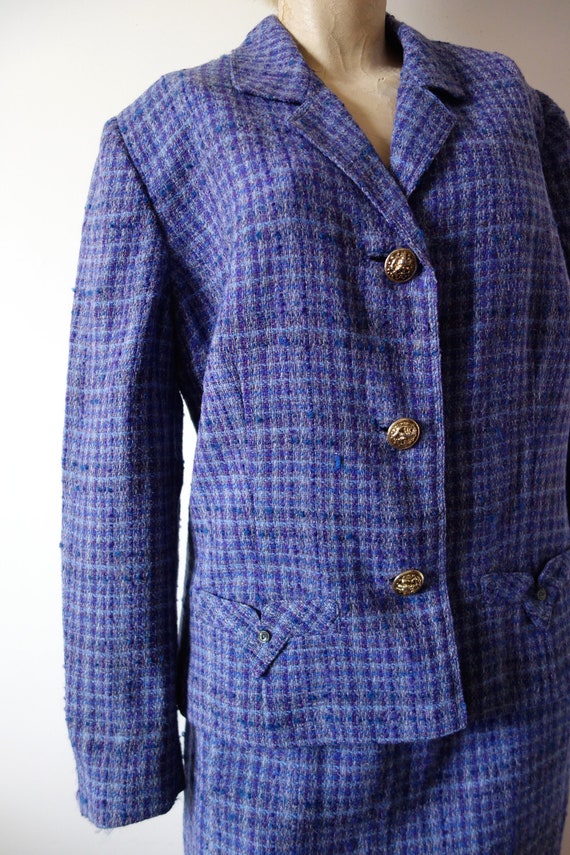 1960s Davidow Tweed Suit - vintage purple plaid w… - image 3