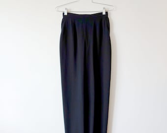 1980s Karl Lagerfeld Pants - designer vintage black silk pants