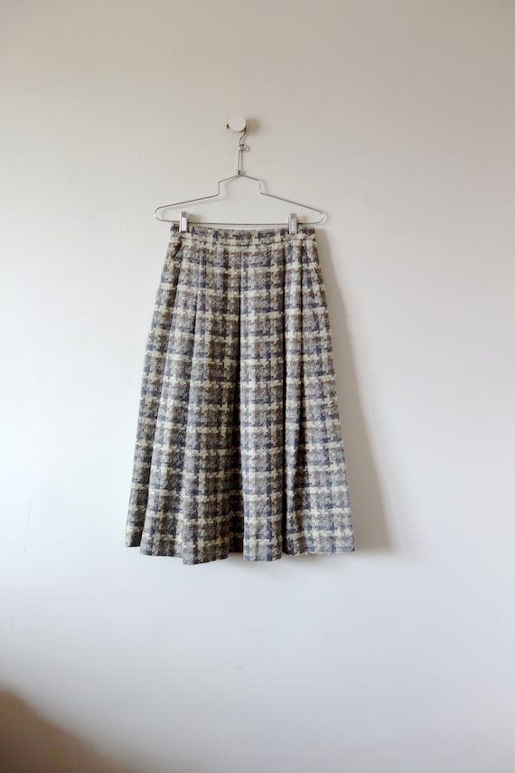 Vintage Houndstooth Wool A-line Skirt