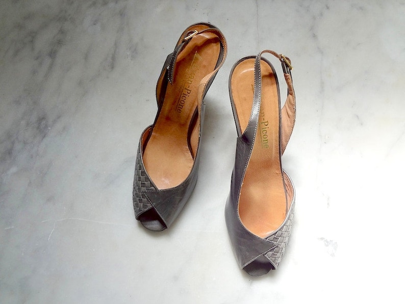 pewter leather pumps