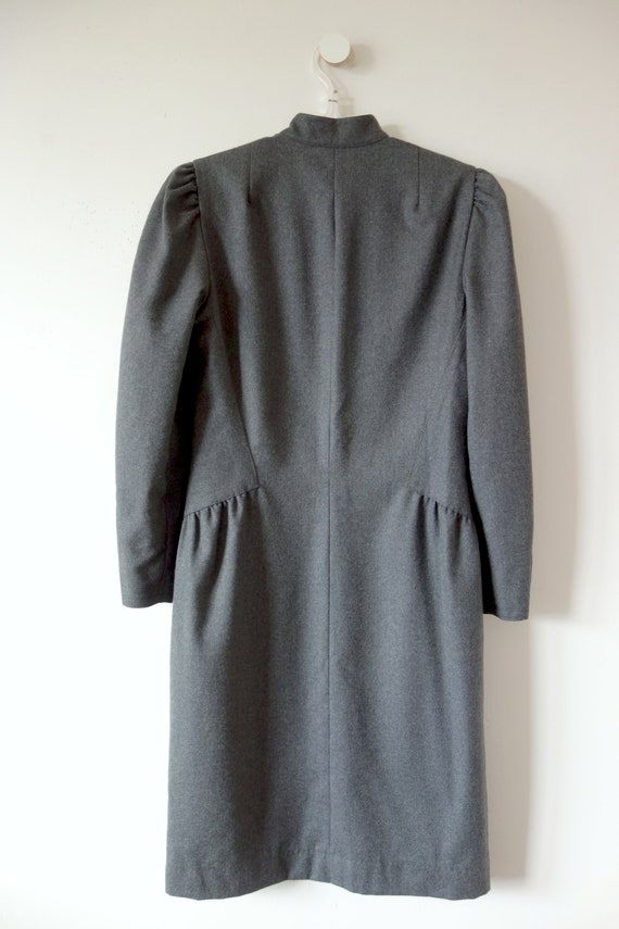 1980s Adele Simpson Day Dress - vintage grey wool… - image 4