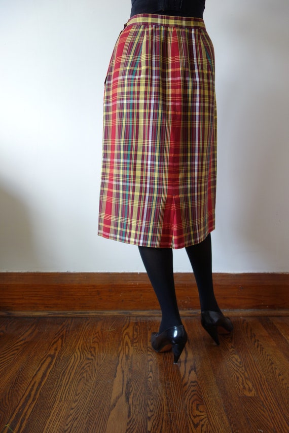 1950s Plaid Cotton Skirt | vintage spring summer … - image 5