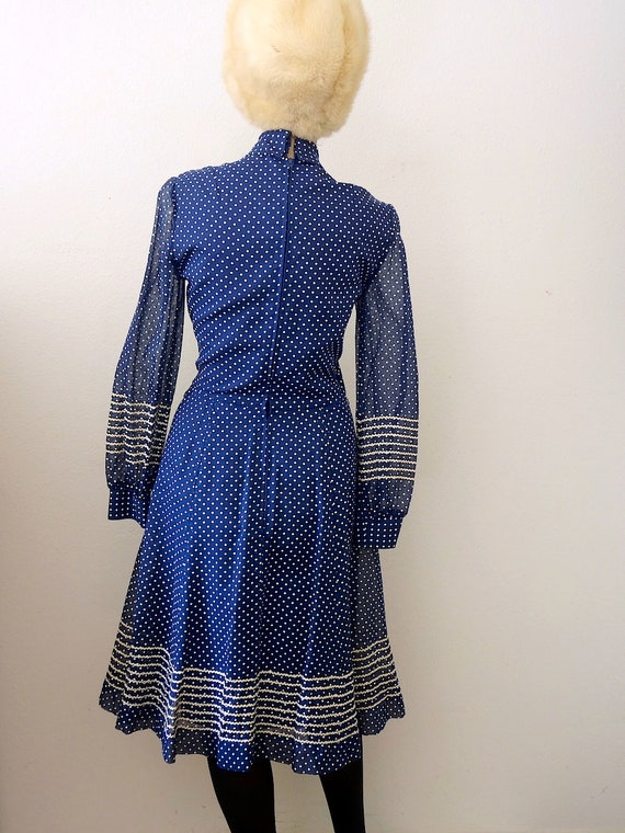 1960s Polka Dot Day Dress / mod secretary shirtwa… - image 4