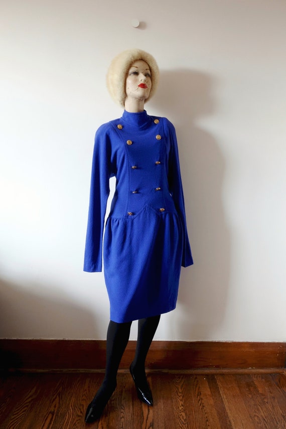 1980s Albert Nipon Dress - vintage military inspi… - image 1