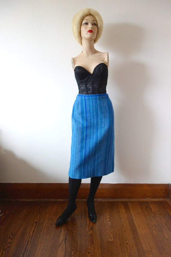 1960s Striped Wool Tweed Skirt - image 2