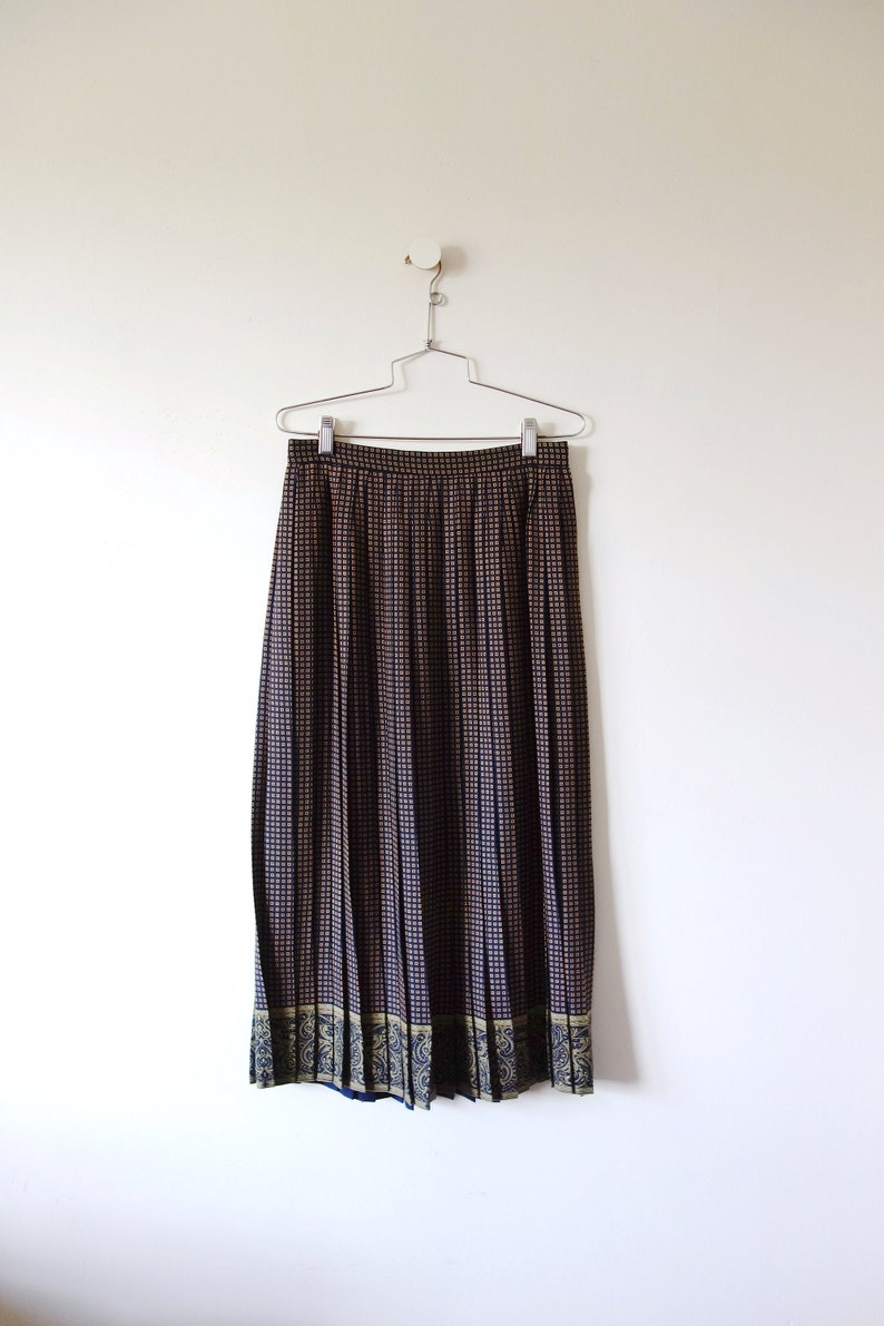 vintage pleated wool a-line midi skirt from Saks Fifth Avenue 1980s Bill Blass Skirt