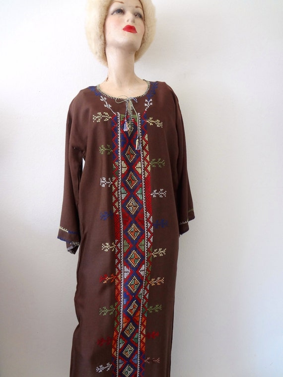1960s Hand Embroidered Kaftan Dress - vintage cro… - image 2