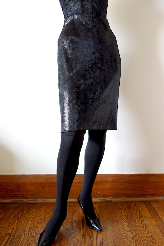 Mondi Black Mini Skirt - designer vintage shimmery