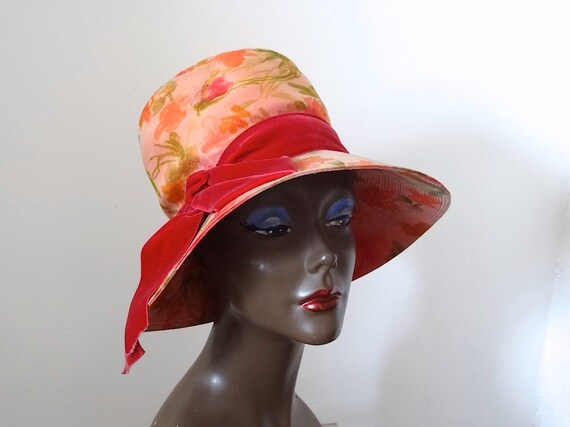 1960s Mr. John Jr. Hat - Vintage Wide Brim Dressy Hat With  display picture 2