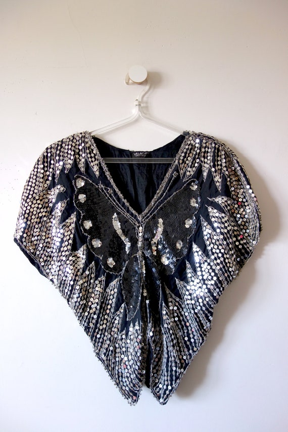 1970s Sequin Butterfly Top - vintage Studio 54 st… - image 2