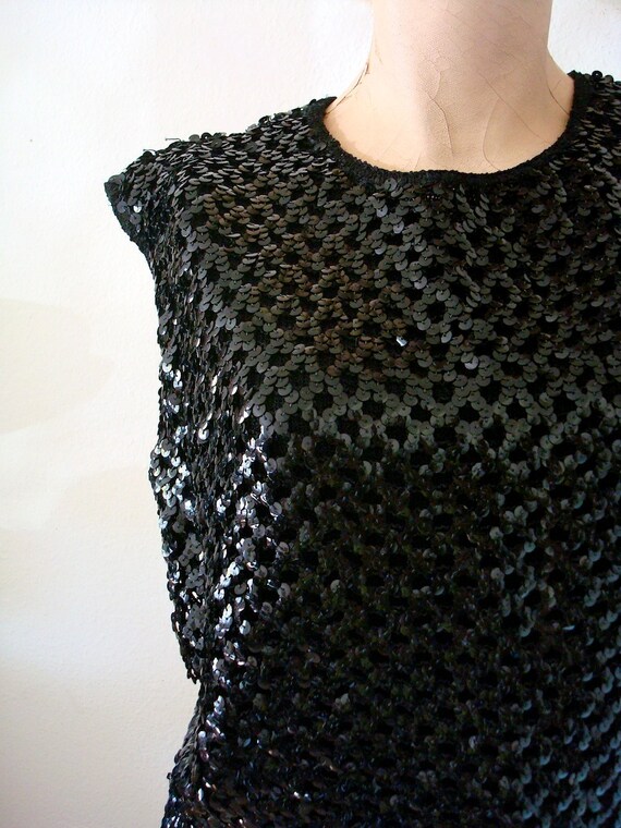 1950s Sweater / Sequin Knit Top / Vintage Holiday… - image 4