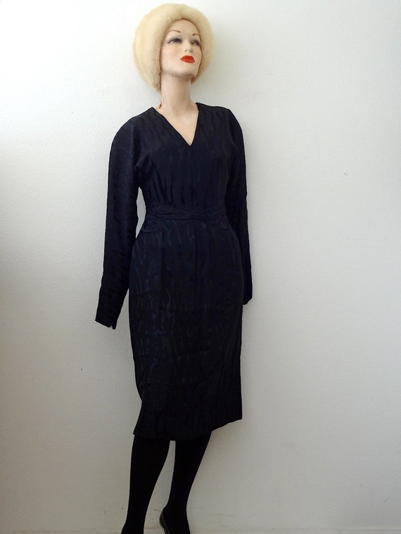 1980s Pauline Trigere Cocktail Dress / black silk