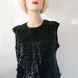 1950-tals tröja / paljettstickad topp / vintage semestermode