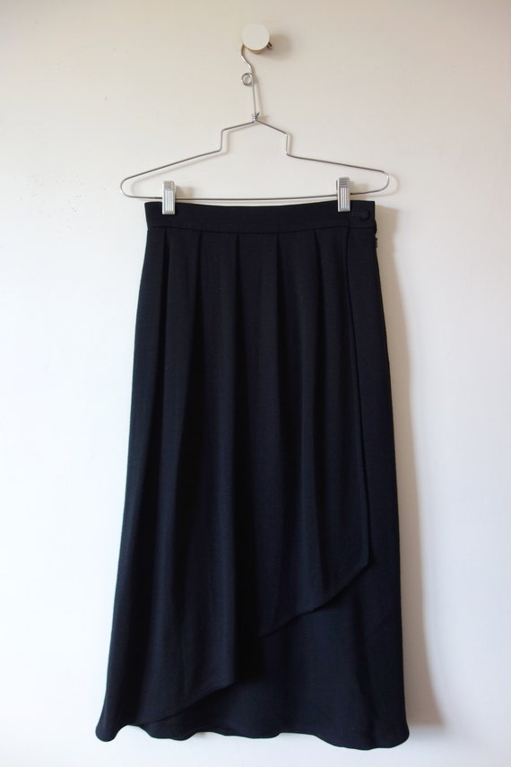 1970s Jaeger Black Wool Skirt - vintage pleated f… - image 3