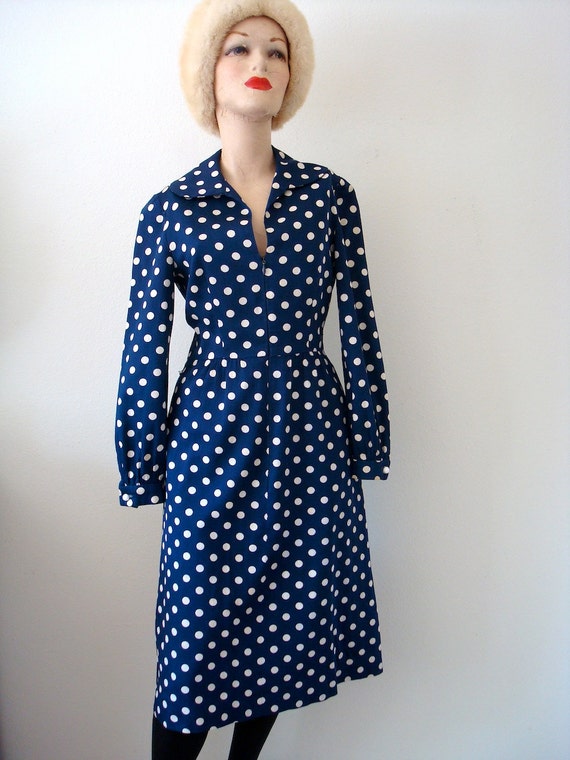 1970s Mollie Parnis Dress / Mod Polka Dot A-line … - image 2