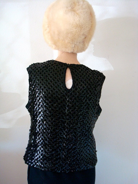 1950s Sweater / Sequin Knit Top / Vintage Holiday… - image 3