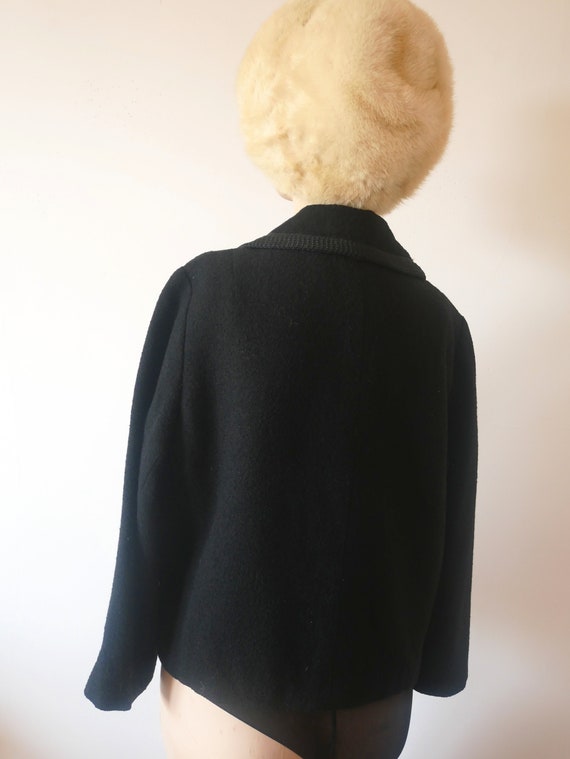 1960s Black Wool Jacket | Jackie-O style fancy su… - image 5