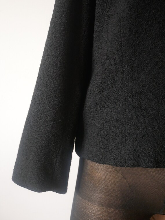 1960s Black Wool Jacket | Jackie-O style fancy su… - image 3